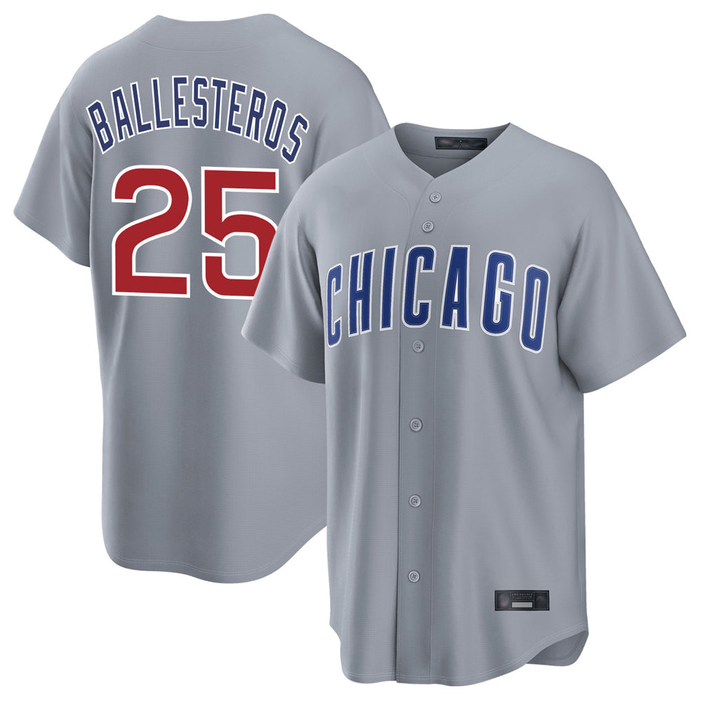 MATTH C.Cubs #25 Mois¡§|s Ballesteros Player Gray Home Game Stitched Jerseys