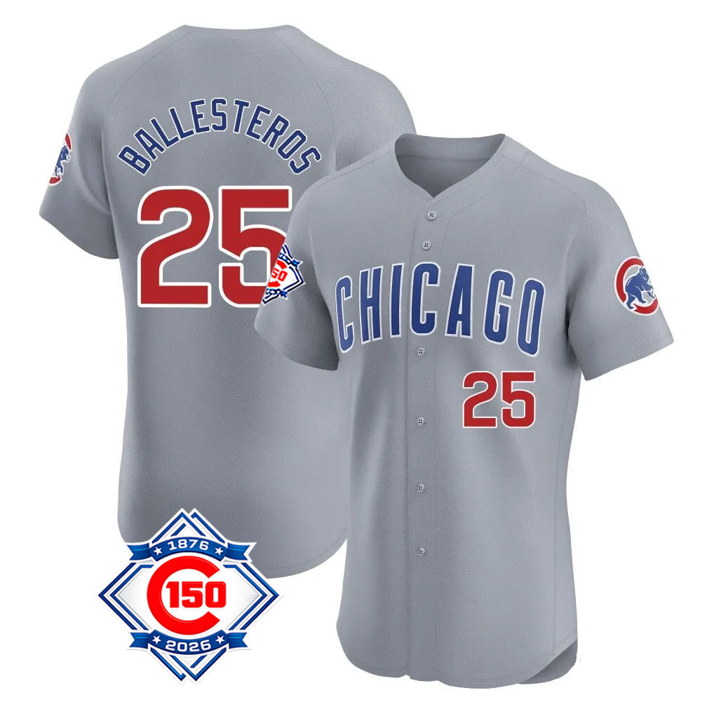 MATTH C.Cubs #25 Mois¡§|s Ballesteros Player Gray Road 150th Anniversary Limited Elite Home Stitched Jerseys