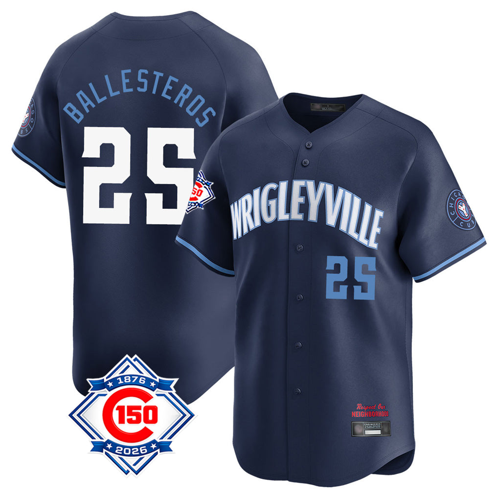 MATTH C.Cubs #25 Mois¡§|s Ballesteros Player Navy City Connect 150th Anniversary Limited Home Stitched Jerseys