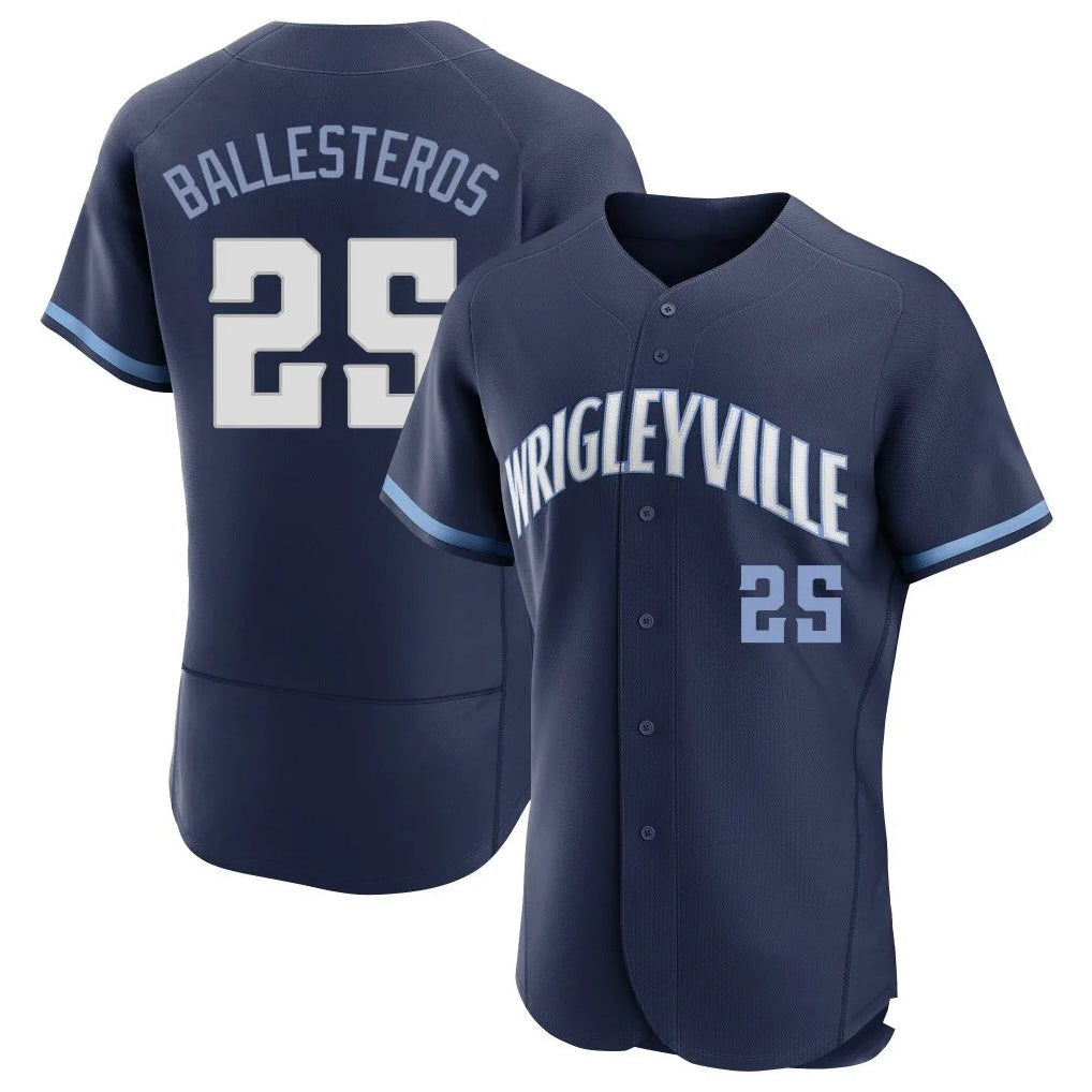 MATTH C.Cubs #25 Mois¡§|s Ballesteros Player Navy City Connect Limited Elite Home Stitched Jerseys
