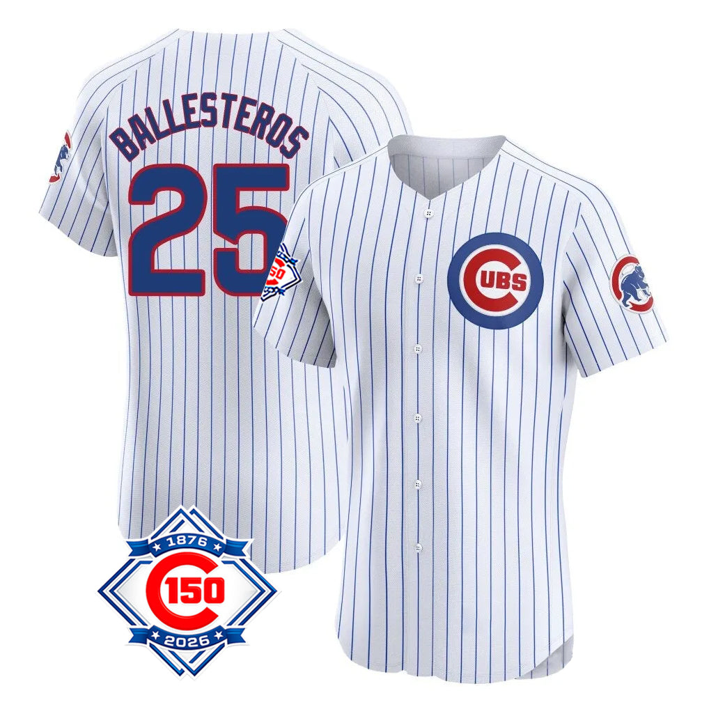 MATTH C.Cubs #25 Mois¡§|s Ballesteros Player White 150th Anniversary Limited Elite Home Game Stitched Jerseys