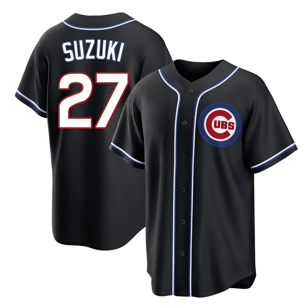 MATTH C.Cubs #27 Seiya Suzuki Player Black Fashion Out Game Stitched Jerseys