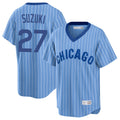 MATTH C.Cubs #27 Seiya Suzuki Player Blue T-shirt Cooperstown Collection Limited Stitched Jerseys