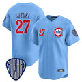 MATTH C.Cubs #27 Seiya Suzuki Player Blue Vapor Premier Limited Home Stitched Jerseys