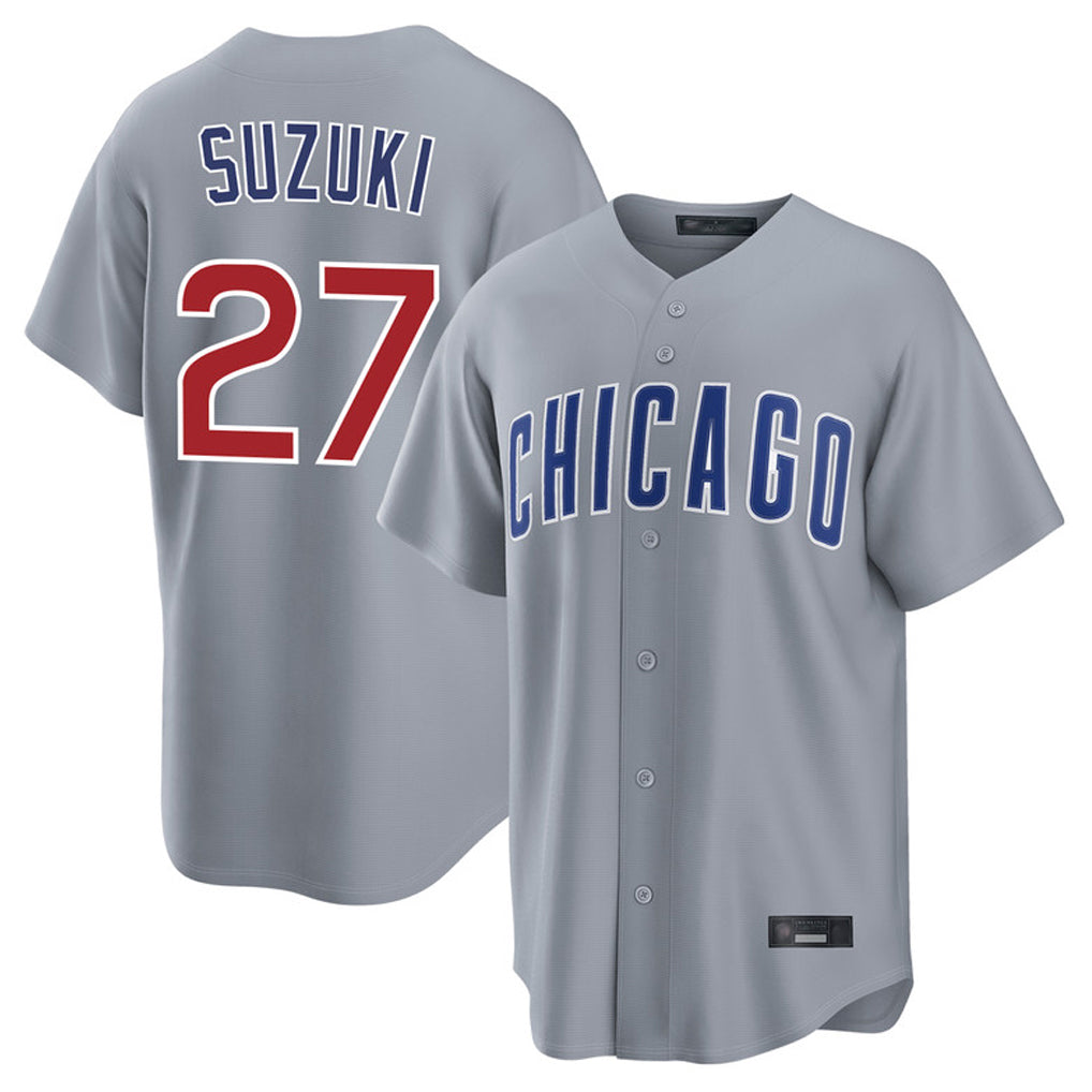 MATTH C.Cubs #27 Seiya Suzuki Player Gray Home Game Stitched Jerseys