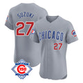 MATTH C.Cubs #27 Seiya Suzuki Player Gray Road 150th Anniversary Limited Elite Home Stitched Jerseys