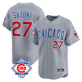 MATTH C.Cubs #27 Seiya Suzuki Player Gray Road 150th Anniversary Limited Home Stitched Jerseys