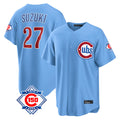 MATTH C.Cubs #27 Seiya Suzuki Player Light Blue 150th Anniversary Home Game Stitched Jerseys