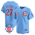 MATTH C.Cubs #27 Seiya Suzuki Player Light Blue 150th Anniversary Limited Home Stitched Jerseys