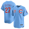 MATTH C.Cubs #27 Seiya Suzuki Player Light Blue Limited Home Stitched Jerseys