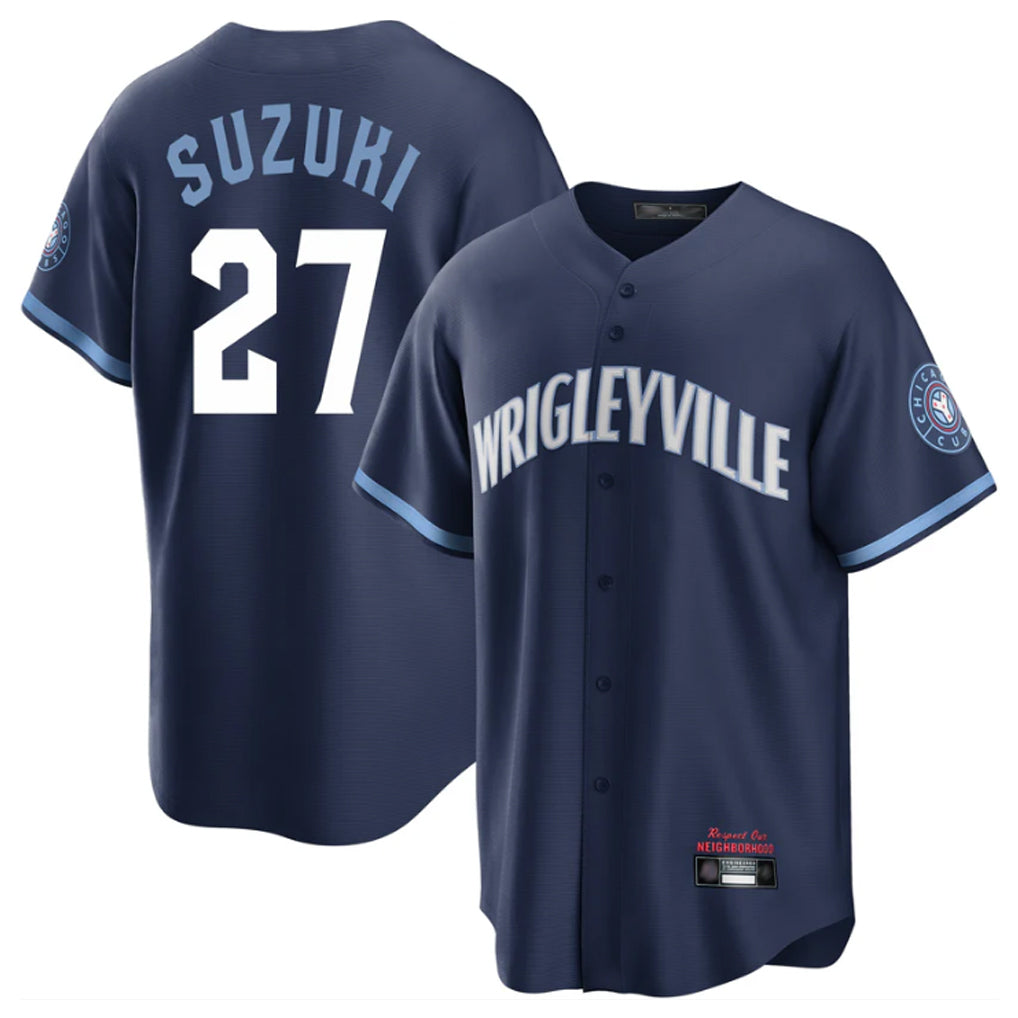 MATTH C.Cubs #27 Seiya Suzuki Player Navy City Connect Home Game Stitched Jerseys