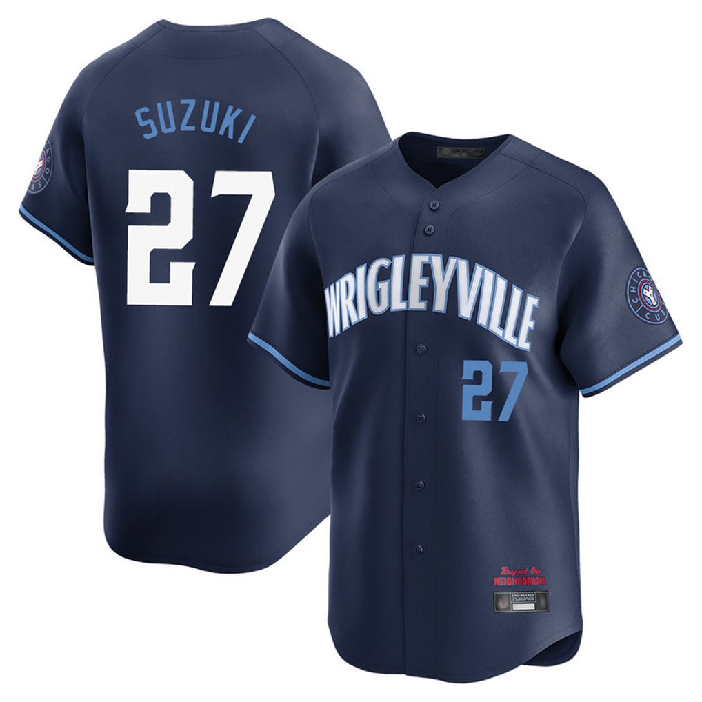 MATTH C.Cubs #27 Seiya Suzuki Player Navy City Connect Limited Home Stitched Jerseys