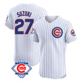 MATTH C.Cubs #27 Seiya Suzuki Player White 150th Anniversary Limited Elite Home Game Stitched Jerseys