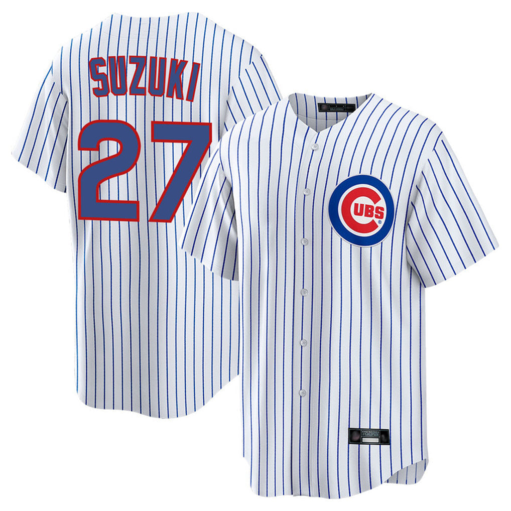 MATTH C.Cubs #27 Seiya Suzuki Player White Game Home Stitched Jerseys