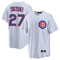 MATTH C.Cubs #27 Seiya Suzuki Player White Game Home Stitched Jerseys