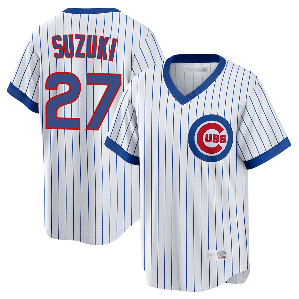 MATTH C.Cubs #27 Seiya Suzuki Player White T-shirt Cooperstown Collection Limited Stitched Jerseys