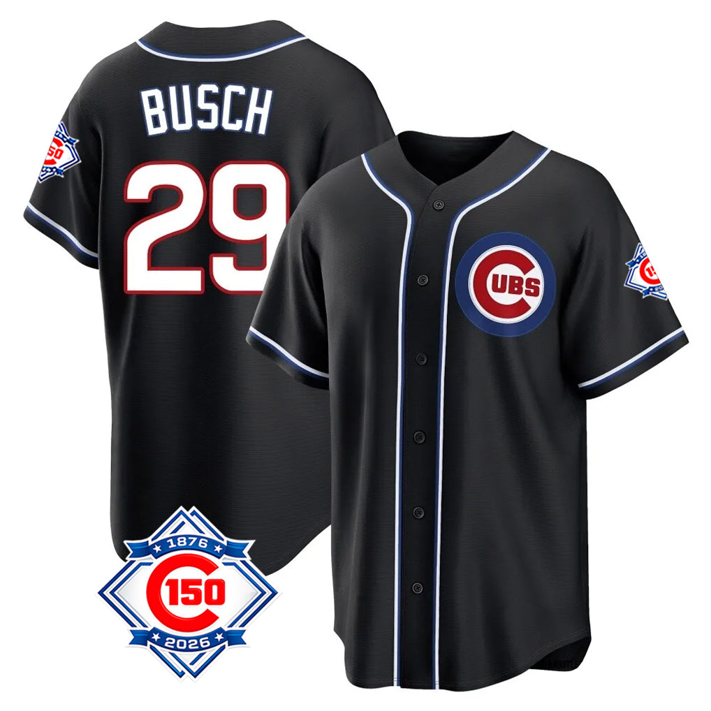 MATTH C.Cubs #29 Michael Busch Player Black Fashion Out Game Stitched Jerseys
