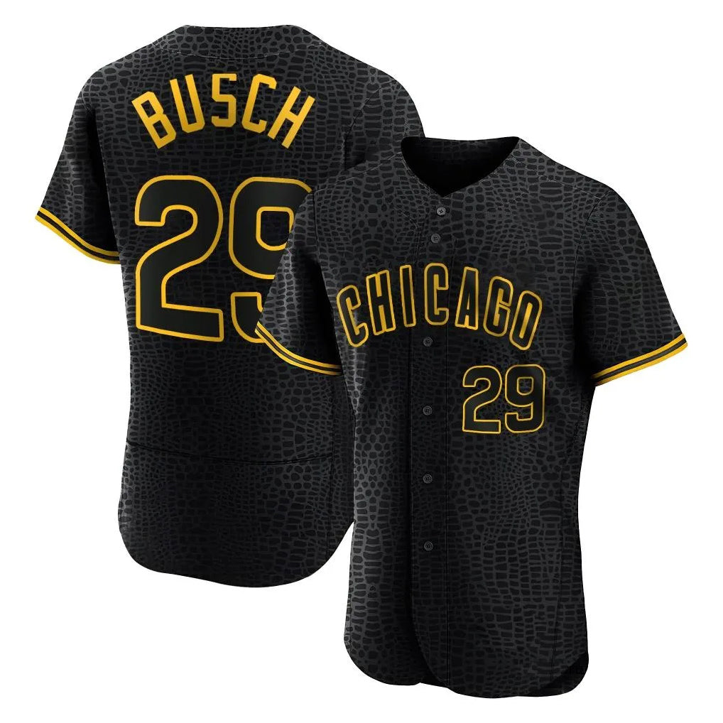 MATTH C.Cubs #29 Michael Busch Player Black Snake Skin City Limited Elite Home Game Stitched Jerseys