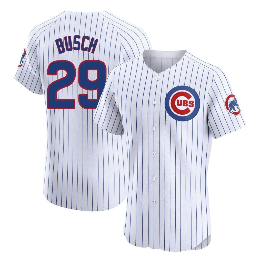 MATTH C.Cubs #29 Michael Busch Player White Limited Elite Home Game Stitched Jerseys
