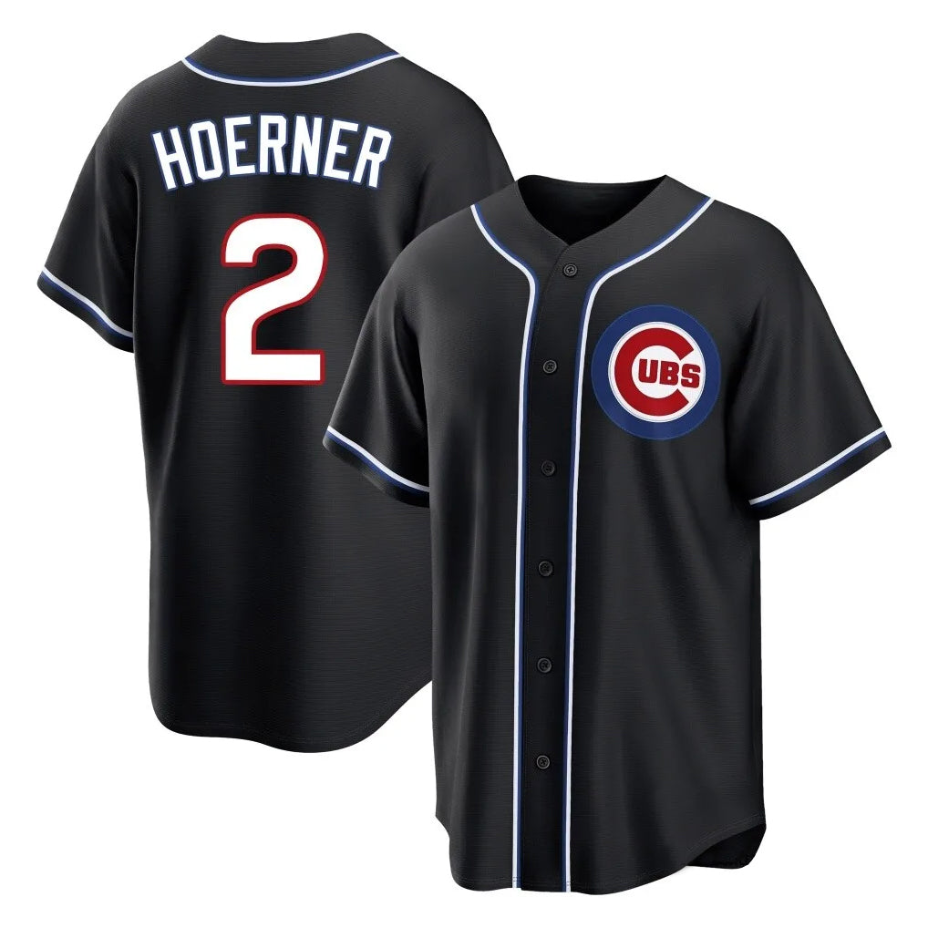 MATTH C.Cubs #2 Nico Hoerner Player Black Fashion Out Game Stitched Jerseys
