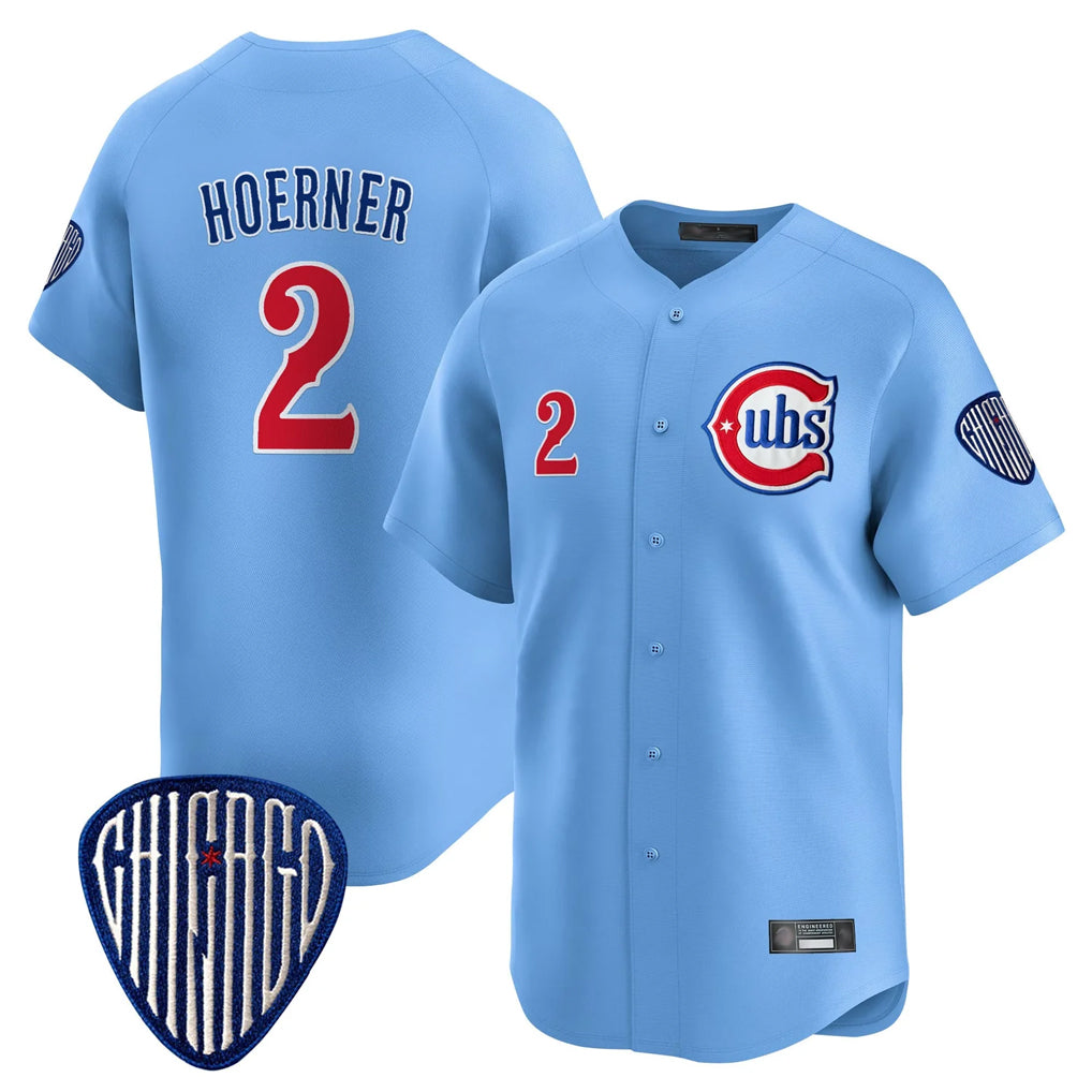 MATTH C.Cubs #2 Nico Hoerner Player Blue Vapor Premier Limited Home Stitched Jerseys