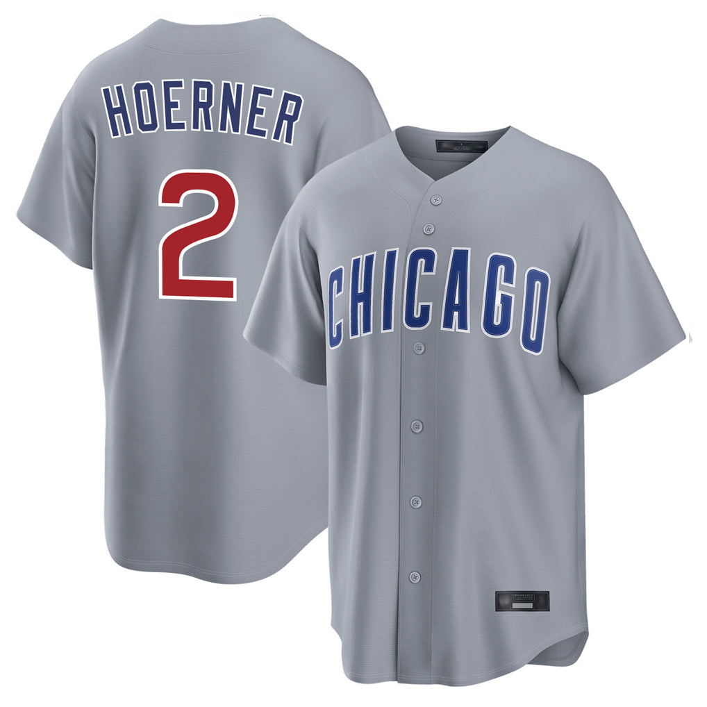 MATTH C.Cubs #2 Nico Hoerner Player Gray Home Game Stitched Jerseys