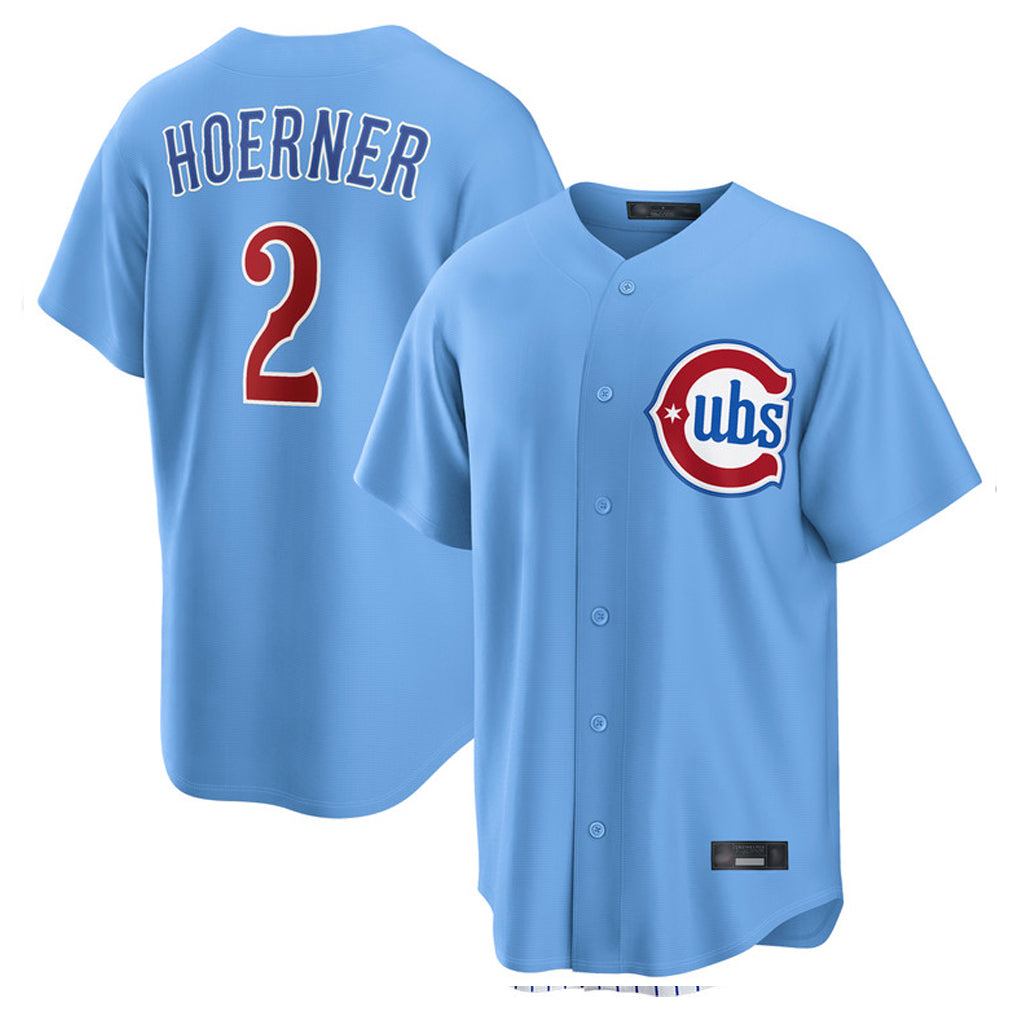 MATTH C.Cubs #2 Nico Hoerner Player Light Blue Home Game Stitched Jerseys