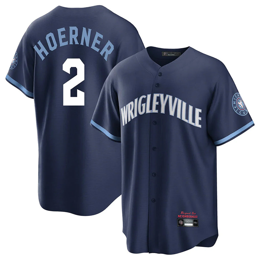 MATTH C.Cubs #2 Nico Hoerner Player Navy City Connect Home Game Stitched Jerseys