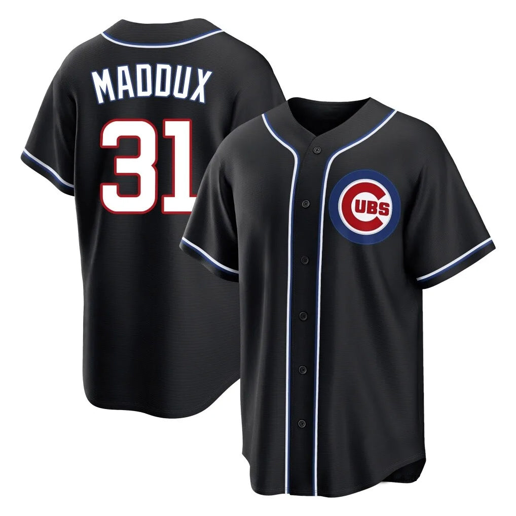 MATTH C.Cubs #31 Greg Maddux Player Black Fashion Out Game Stitched Jerseys