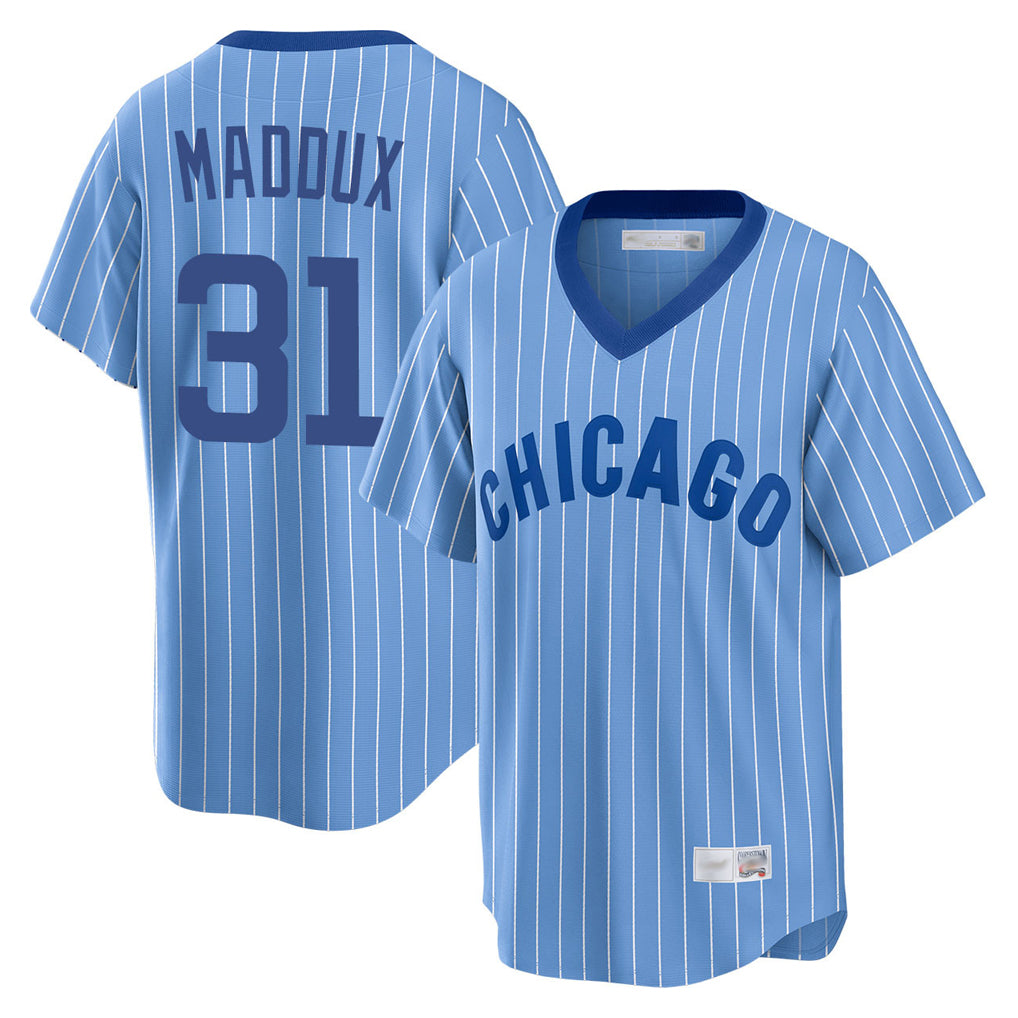 MATTH C.Cubs #31 Greg Maddux Player Blue T-shirt Cooperstown Collection Limited Stitched Jerseys