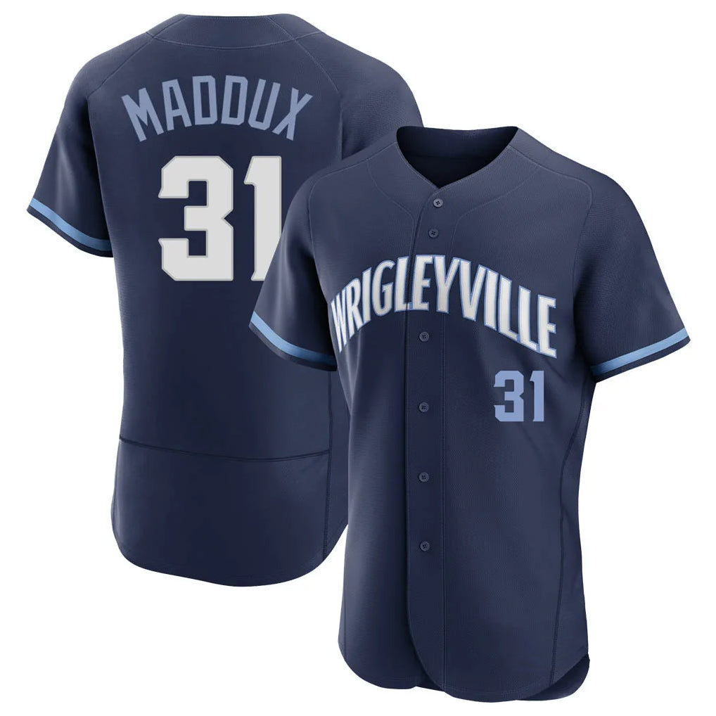 MATTH C.Cubs #31 Greg Maddux Player Navy City Connect Limited Elite Home Stitched Jerseys