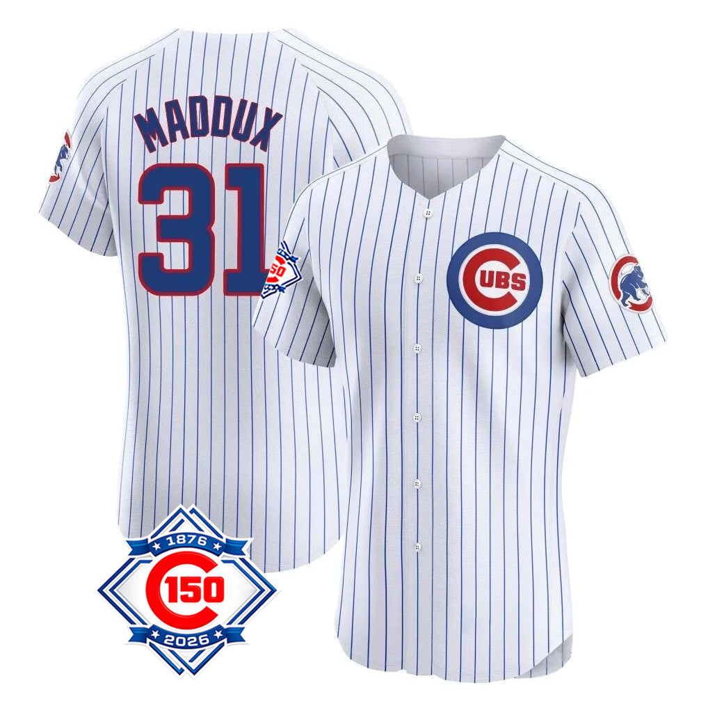 MATTH C.Cubs #31 Greg Maddux Player White 150th Anniversary Limited Elite Home Game Stitched Jerseys