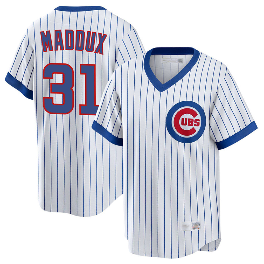 MATTH C.Cubs #31 Greg Maddux Player White T-shirt Cooperstown Collection Limited Stitched Jerseys