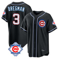 MATTH C.Cubs #3 Alex Bregman Black Fashion Out 150th Anniversary Game Stitched Jerseys
