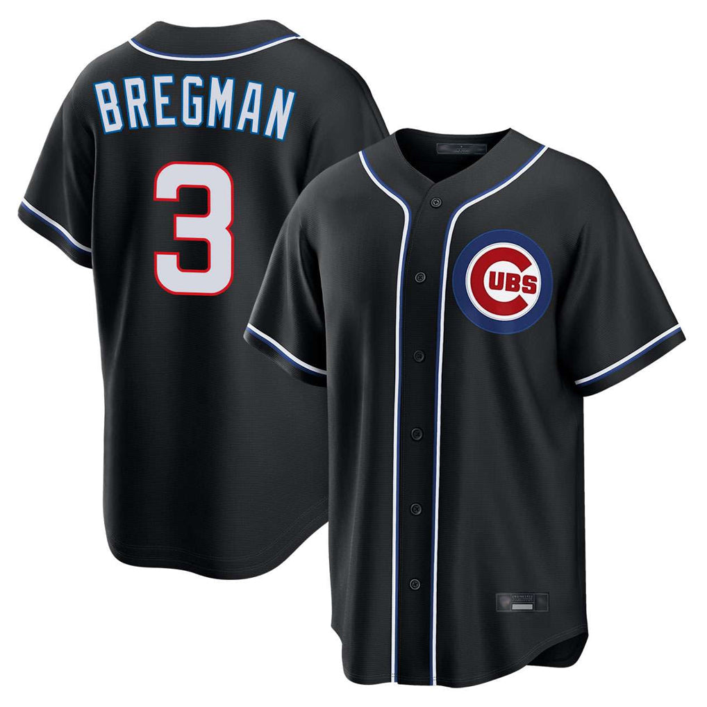 MATTH C.Cubs #3 Alex Bregman Black Fashion Out Game Stitched Jerseys