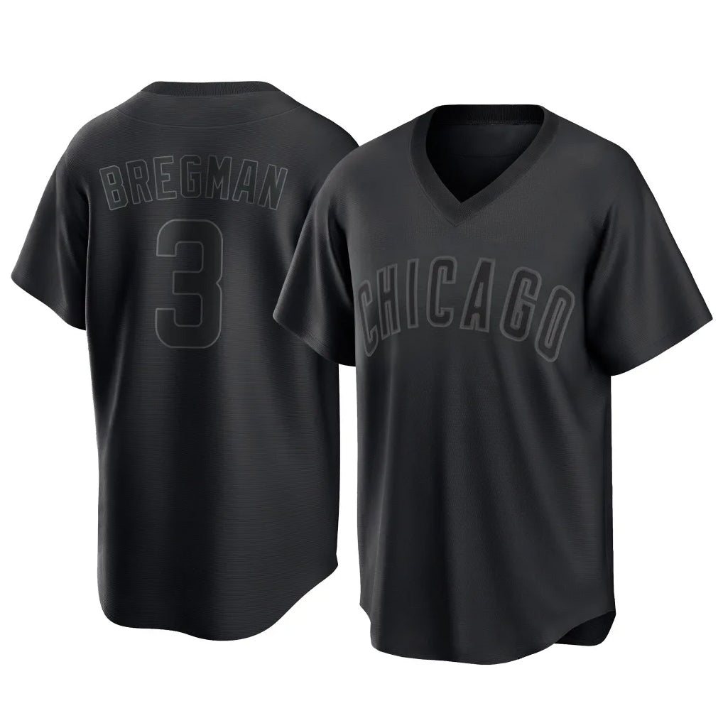 MATTH C.Cubs #3 Alex Bregman Black T-shirt Home Game Stitched Jerseys
