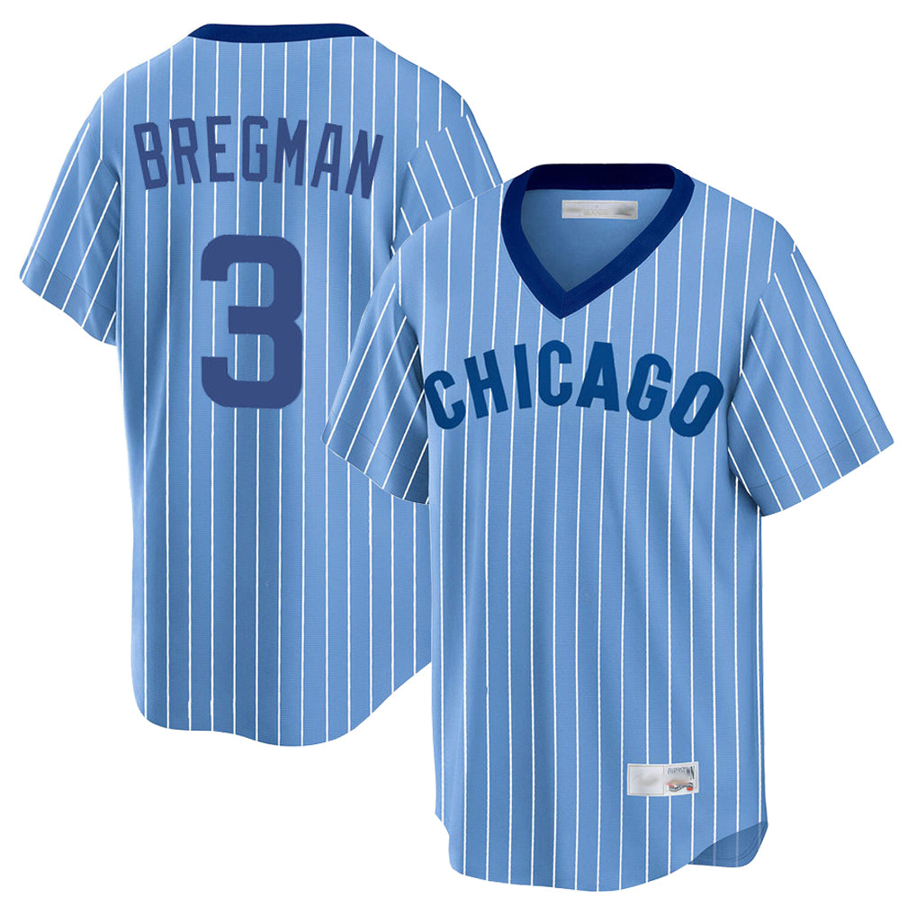 MATTH C.Cubs #3 Alex Bregman Blue T-shirt Cooperstown Collection Limited Stitched Jerseys