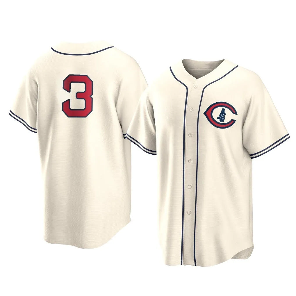 MATTH C.Cubs #3 Alex Bregman Cream Field of Dreams Home Game Stitched Jerseys