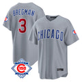 MATTH C.Cubs #3 Alex Bregman Gray 150th Anniversary Home Game Stitched Jerseys