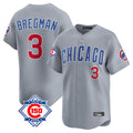 MATTH C.Cubs #3 Alex Bregman Gray Road 150th Anniversary Limited Home Stitched Jerseys