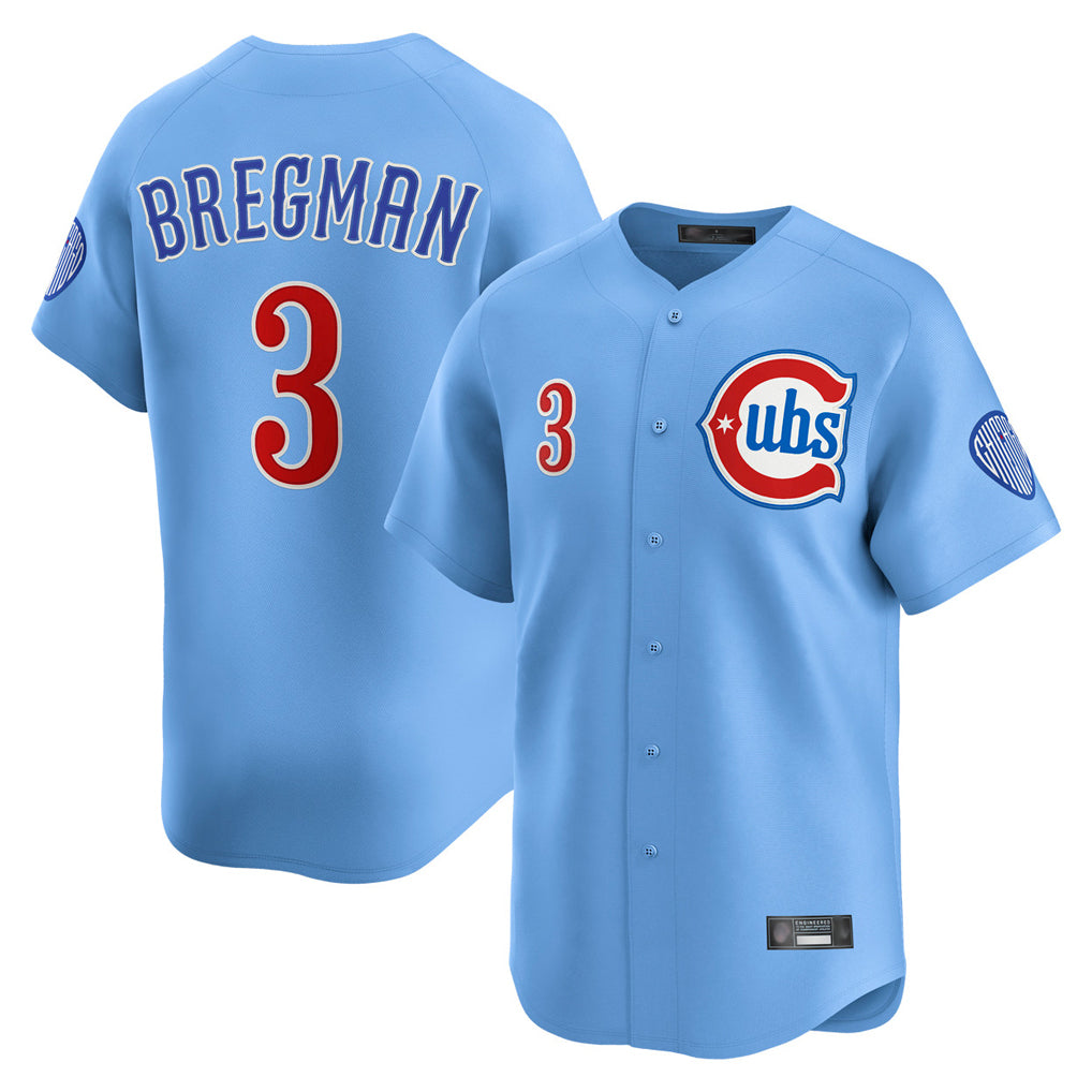MATTH C.Cubs #3 Alex Bregman Light Blue Limited Home Stitched Jerseys