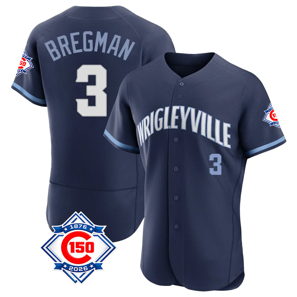 MATTH C.Cubs #3 Alex Bregman Navy City Connect 150th Anniversary Limited Elite Home Stitched Jerseys