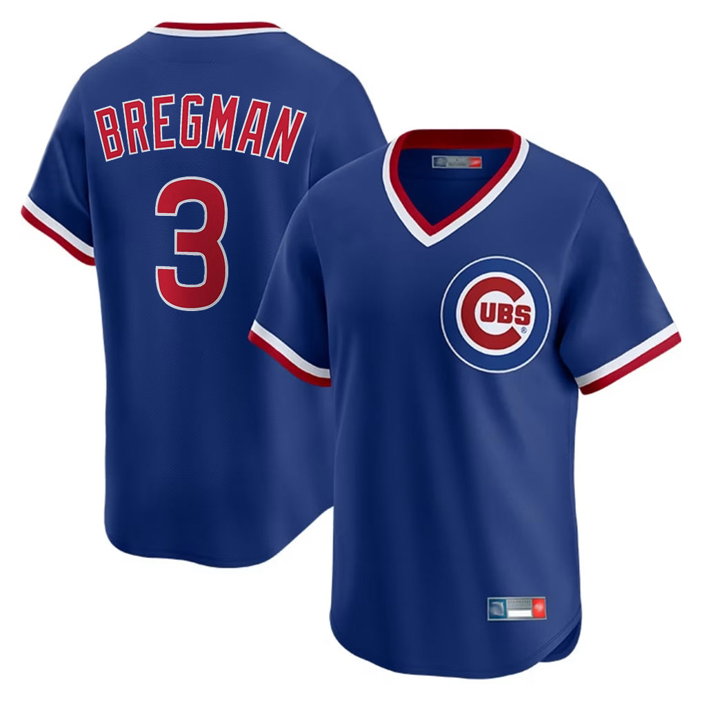 MATTH C.Cubs #3 Alex Bregman Royal T-shirt Cooperstown Collection Limited Stitched Jerseys