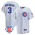 MATTH C.Cubs #3 Alex Bregman White 150th Anniversary Home Game Stitched Jerseys
