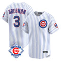 MATTH C.Cubs #3 Alex Bregman White 150th Anniversary Limited Home Game Stitched Jerseys