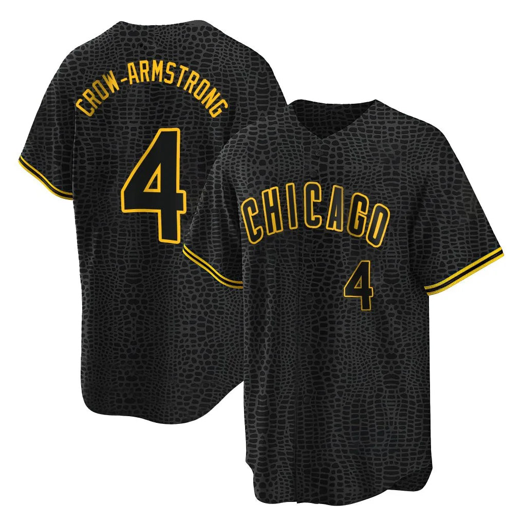 MATTH C.Cubs #4 Pete Crow-Armstrong Player Black Snake Skin City Game Stitched Jerseys