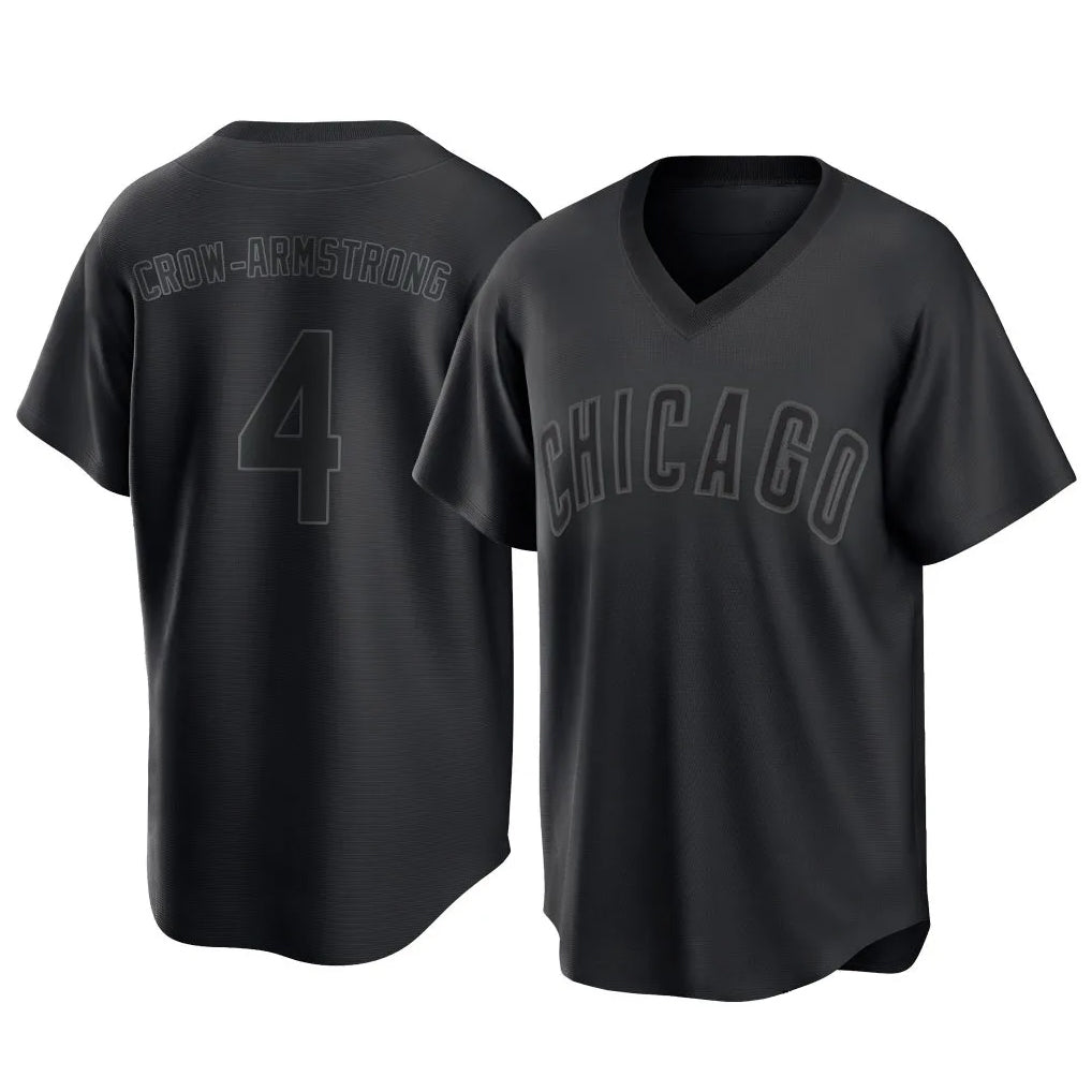 MATTH C.Cubs #4 Pete Crow-Armstrong Player Black T-shirt Home Game Stitched Jerseys
