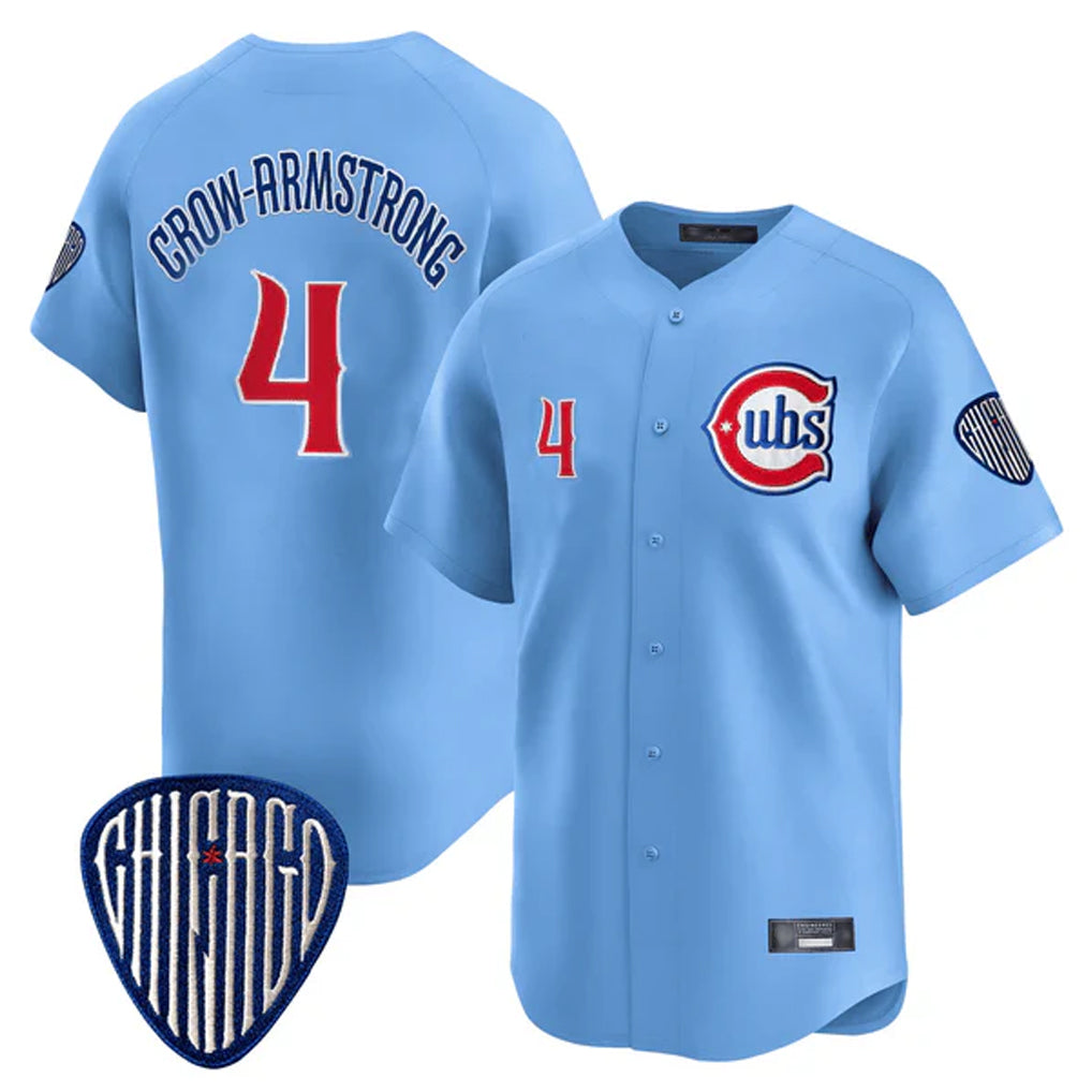 MATTH C.Cubs #4 Pete Crow-Armstrong Player Blue Vapor Premier Limited Home Stitched Jerseys