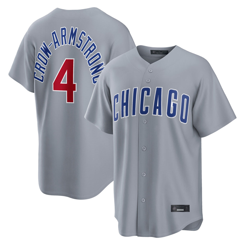 MATTH C.Cubs #4 Pete Crow-Armstrong Player Gray Home Game Stitched Jerseys