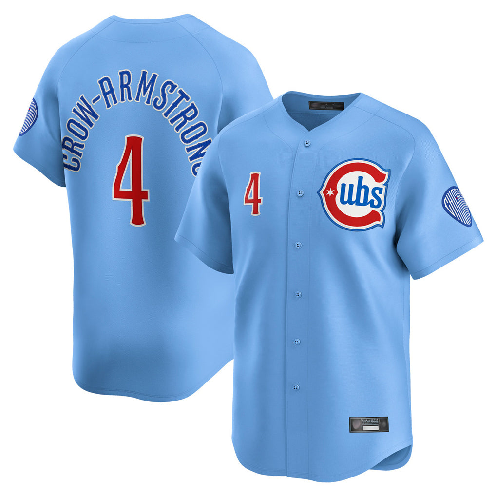 MATTH C.Cubs #4 Pete Crow-Armstrong Player Light Blue Limited Home Stitched Jerseys